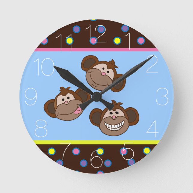 Horloge Ronde Cute three little monkeys (Recto)