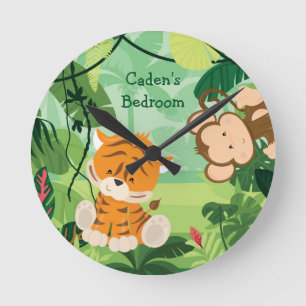 Horloge Ronde Cute Tiger Custom Safari Animal Kids Room
