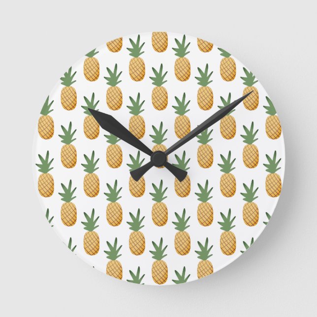 Horloge Ronde Cute Tropical Pineapple Pattern Round Clock (Recto)