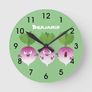 Horloge Ronde Cute turnip légumes trio chanter dessin animé