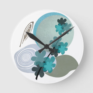 Horloge Ronde Cyan Boho