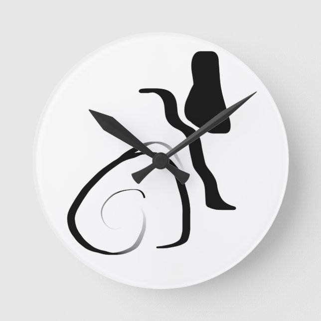 Horloge Ronde Cycle de rotation : noir et blanc Abstrait (Recto)