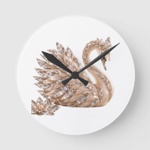 Horloge Ronde Cygne de cristal de luxe