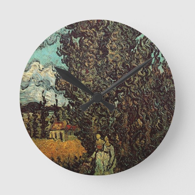 Horloge Ronde Cyprès et deux femmes par Vincent van Gogh (Recto)