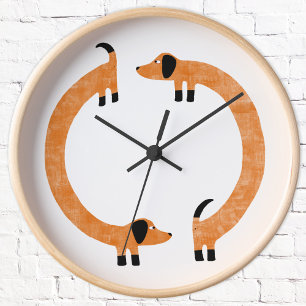 Horloge Ronde Dachshund Dachshund Saucisse Chien