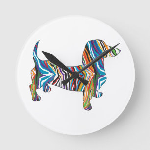 Horloge Ronde Dachshund - Psychedelic Zbra Doxie