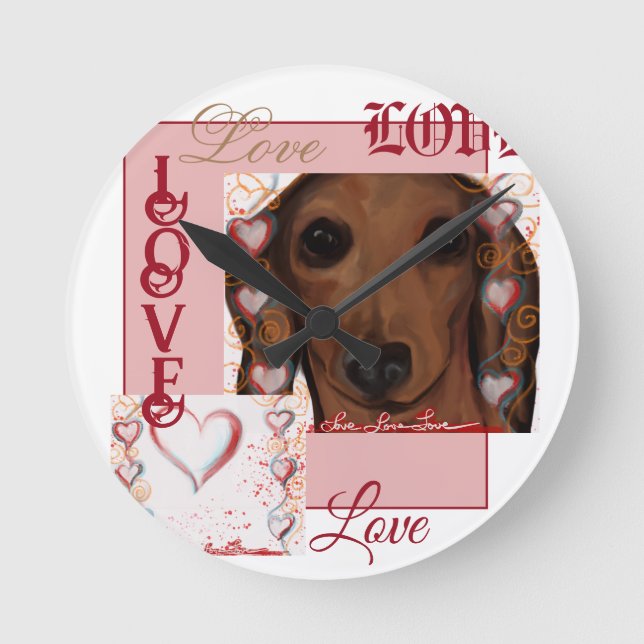 Horloge Ronde Dachshund Rouge        (Recto)