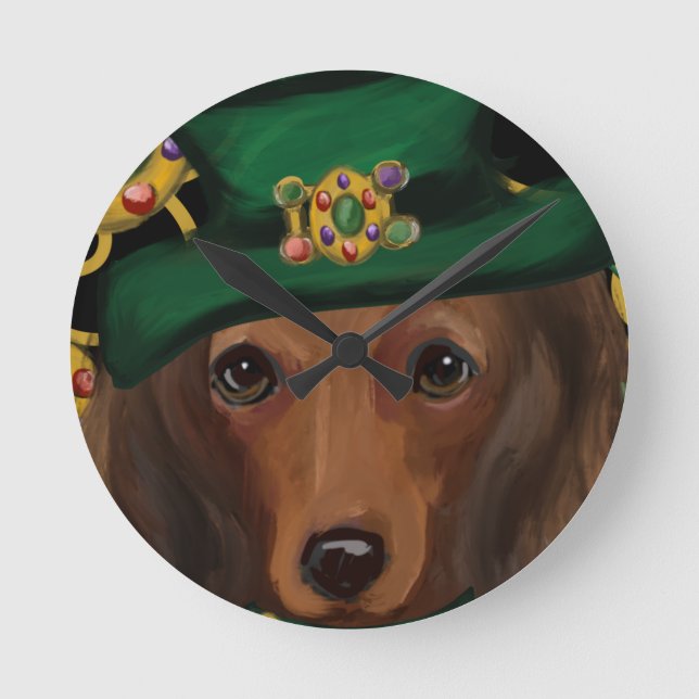 Horloge Ronde Dachshund roux à longs poils   (Recto)