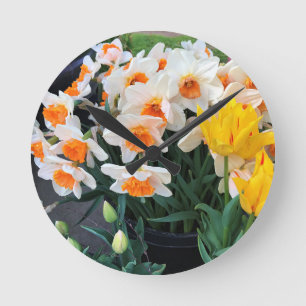Horloge Ronde Daffodils et tulips, Oregon