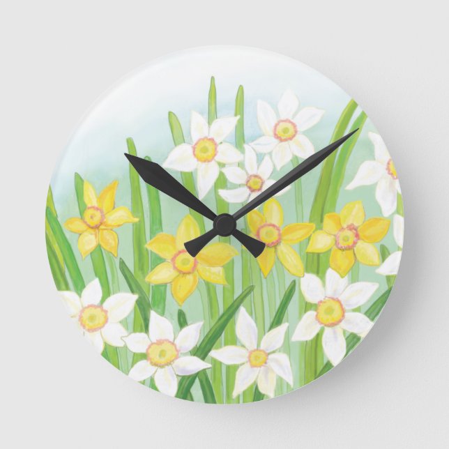 Horloge Ronde Daffodiques de printemps (Recto)