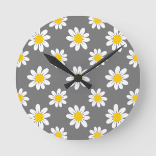 Horloge Ronde Daisies de White Yellow