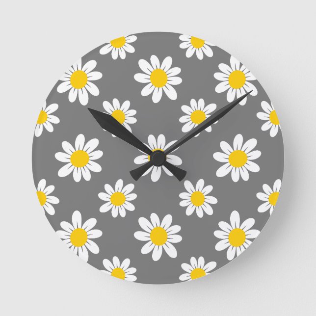 Horloge Ronde Daisies de White Yellow (Recto)