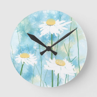 Horloge Ronde Daisies Watercolor Custom Clock