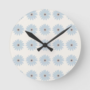 Horloge Ronde Daisy bleu clair