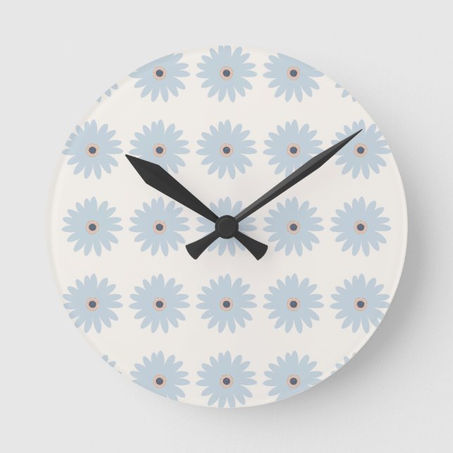 Horloge Ronde Daisy bleu clair (Recto)