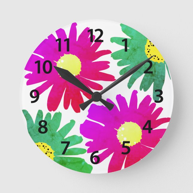 Horloge Ronde Daisy Garden Fleur sauvage botanique (Recto)