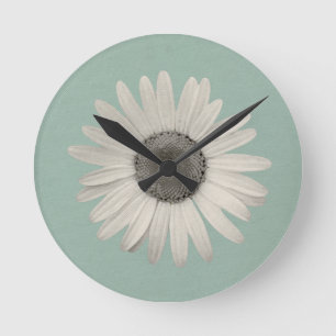 Horloge Ronde Daisy Pop de couleur vert de la mer