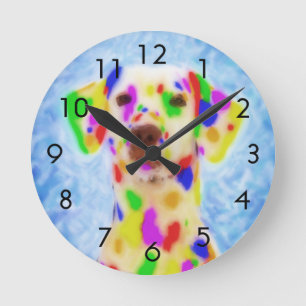 Horloge Ronde Dalmate d'arc-en-ciel