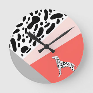 Horloge Ronde Dalmatie Abstrait Block Print - Coral Rose