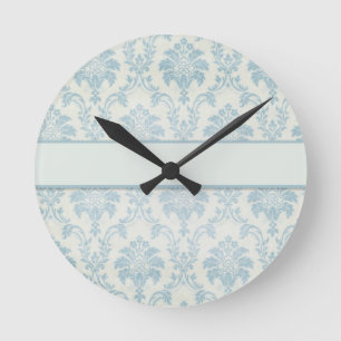 Horloge Ronde Damas bleu doux avec Étiquette blanc