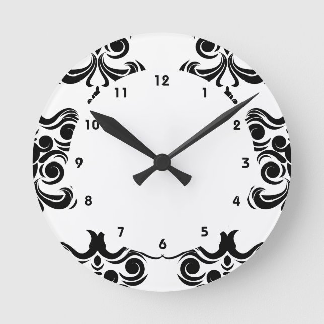 Horloge Ronde Damask Black and White (Recto)
