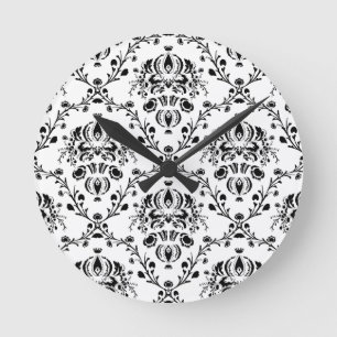 Horloge Ronde Damask blanc et noir