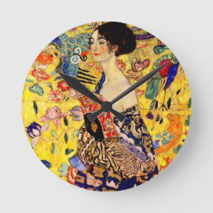 Horloge Ronde Dame Gustav Klimt avec ventilateur