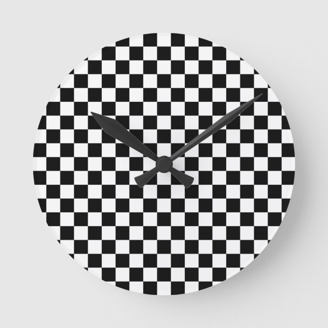 Horloge Ronde Damier noir et blanc (Recto)