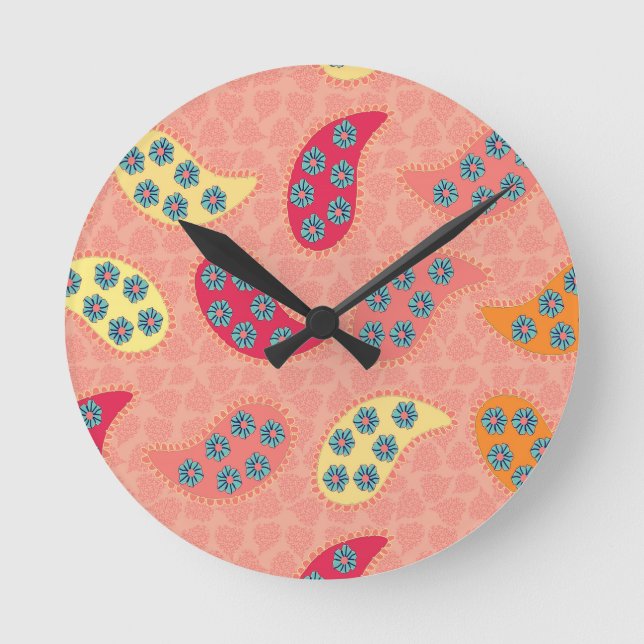 Horloge Ronde Dancing Boho Paisley (Recto)