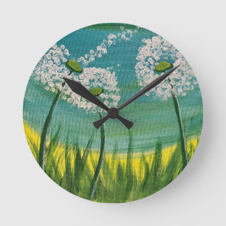 Horloge Ronde Dandelions - Peinture originale