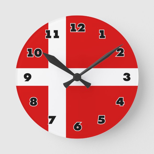 Horloge Ronde Danish flag of Denmark custom round wall clock (Recto)