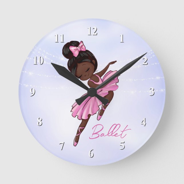Horloge Ronde Danse de ballet rose Tutu afro-américaine Ballerin (Recto)