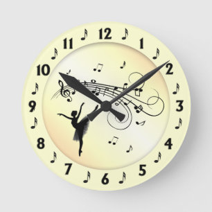 Horloge Ronde Danse Extraordinaire Ballerina avec musique Jaune