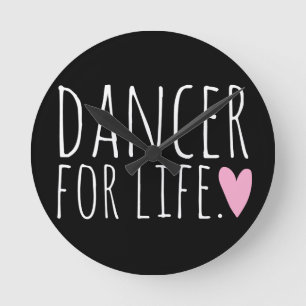 Horloge Ronde Danseur pour le noir de la vie avec le coeur