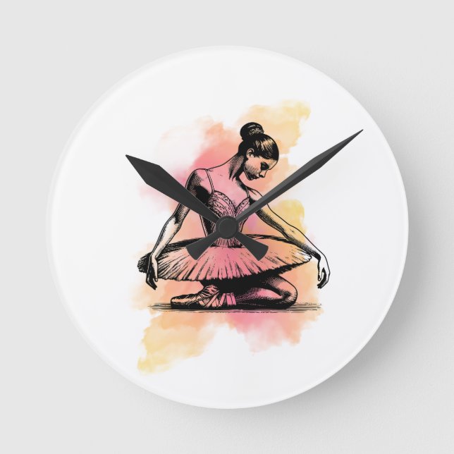Horloge Ronde Danseuse de ballet dansant en couleur  (Recto)