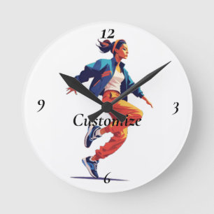 Horloge Ronde Danseuse Hip Hop Female Thunder_Cove