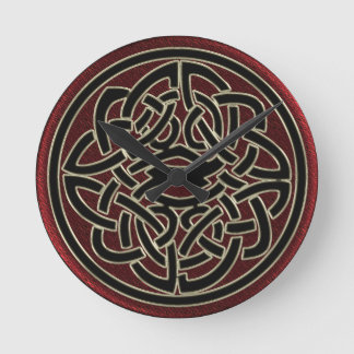 Horloge Ronde Dark Red and Black Metallic Celtic Knot