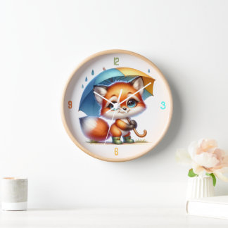Horloge ronde de 10 pouces avec cadre en bois natu