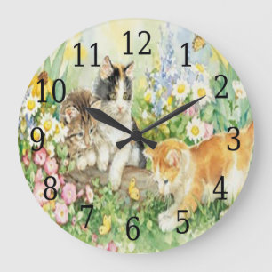 Horloge ronde de chatons mignons