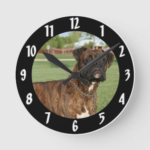 Horloge ronde de chien de boxeur grande