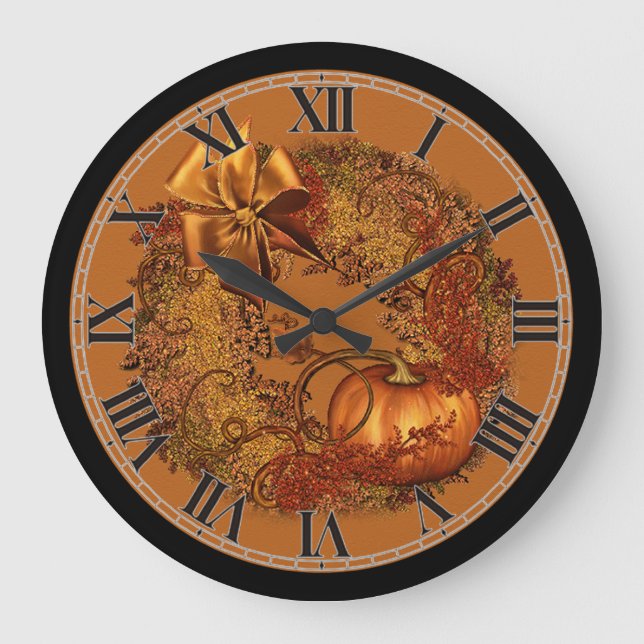 Horloge ronde de Citrouille d'automne (Recto)