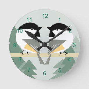 Horloge ronde de deux poulets