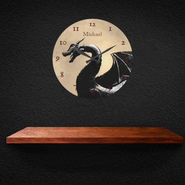 Horloge ronde de dragon Lune personnalisée (Créateur téléchargé)