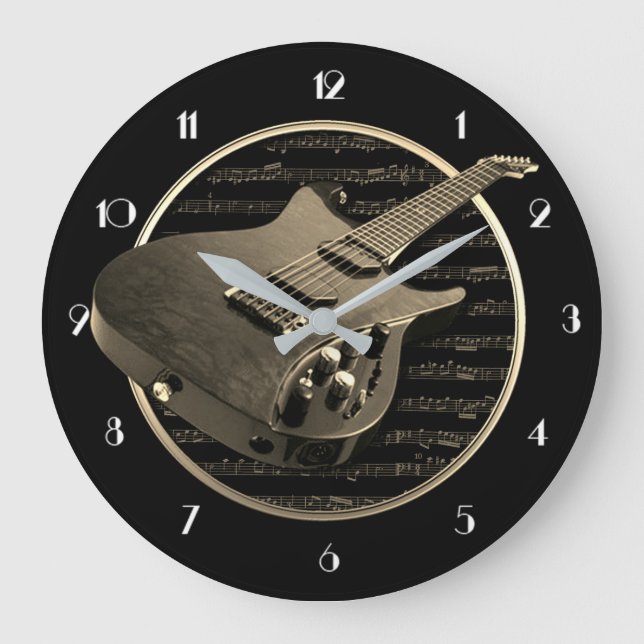 Horloge ronde de la guitare électrique Gold (Recto)