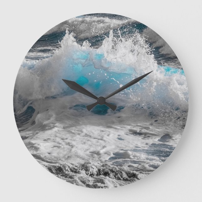 Horloge ronde de la vague de la mer d'océan (Recto)