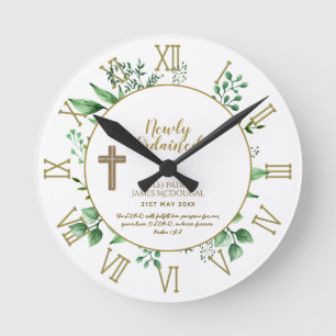 Horloge Ronde DEACON Récemment Ordonné Verse Cadeau Commémoratif
