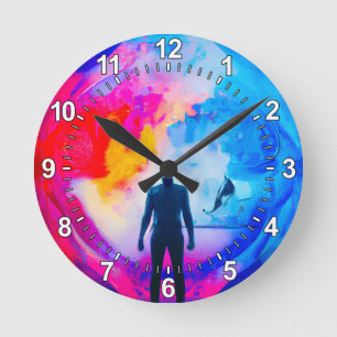 Horloge Ronde Debout en Couleurs