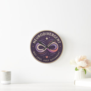 Horloge Ronde Déclaration Neurodivergent. Pas Moins. Juste Diffé