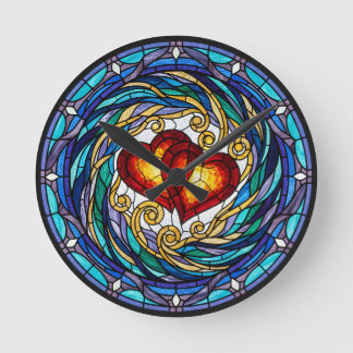 Horloge Ronde Déco de maison romantique tourbillon bleu et vert
