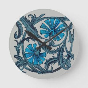 Horloge Ronde Décor de carreaux rustiques d'art floral antique b